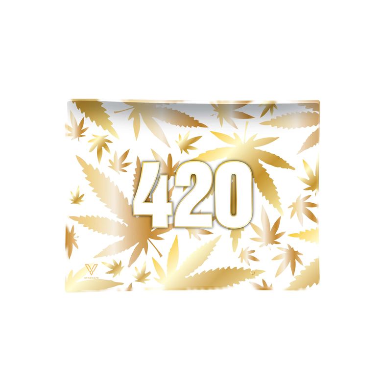 V-SYNDICATE GLASS TRAY SMALL - 420 GOLD_LRG