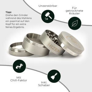 Grinder Edelstahl 4 teile Silber 04 jpg
