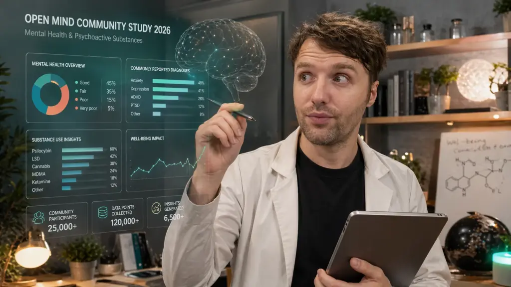 Simon analysiert Umfragedaten zu Drogen und psychischer Gesundheit in der Open Mind Community-Studie