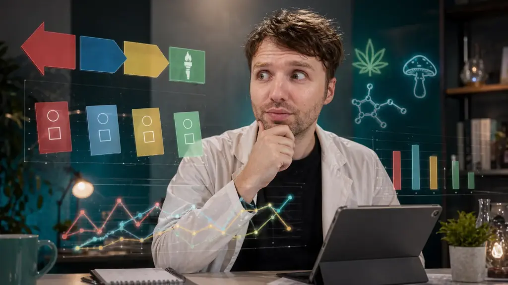 Simon analysiert politische Orientierung und Drogenkonsum in der Open Mind Community-Studie