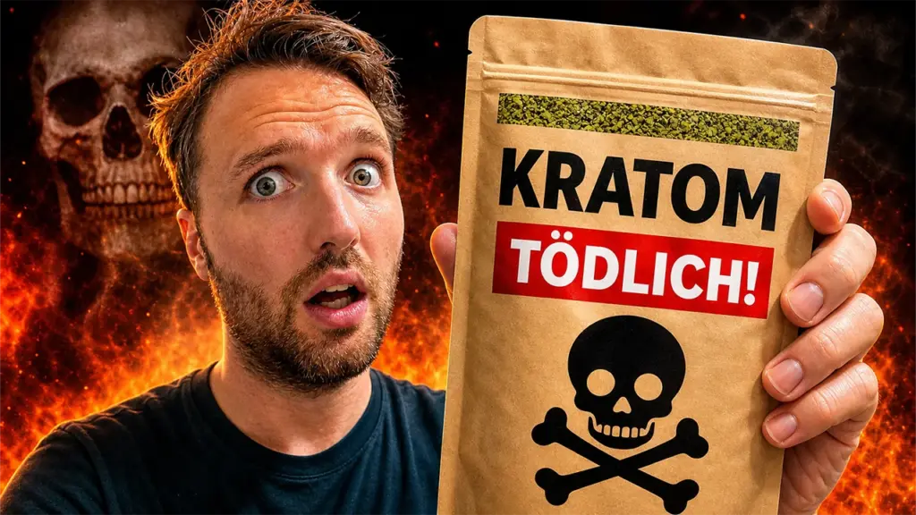 Titelgrafik zu Kratom-Risiken, Todesfaellen, Ueberdosis und Extrakten