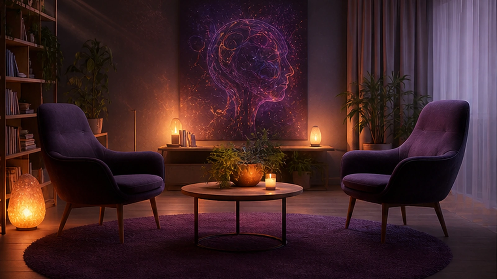 Ruhiges therapeutisches Setting als Symbol f&uuml;r professionell begleitete Psilocybin-Therapie