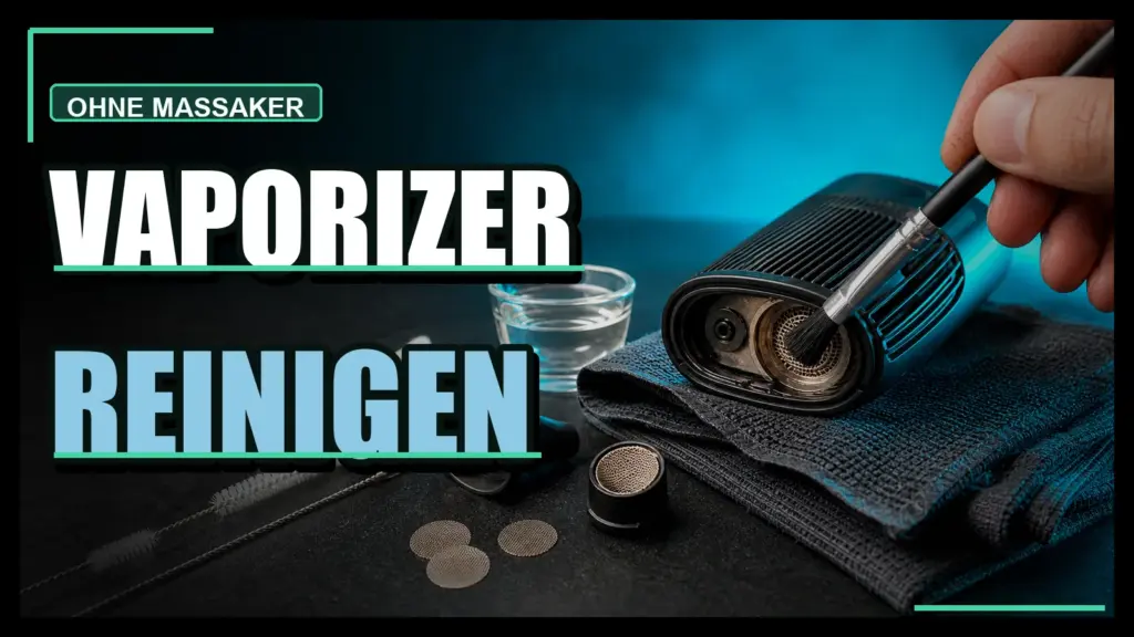 Ein Vaporizer wird mit Bürste und Wattestäbchen gereinigt