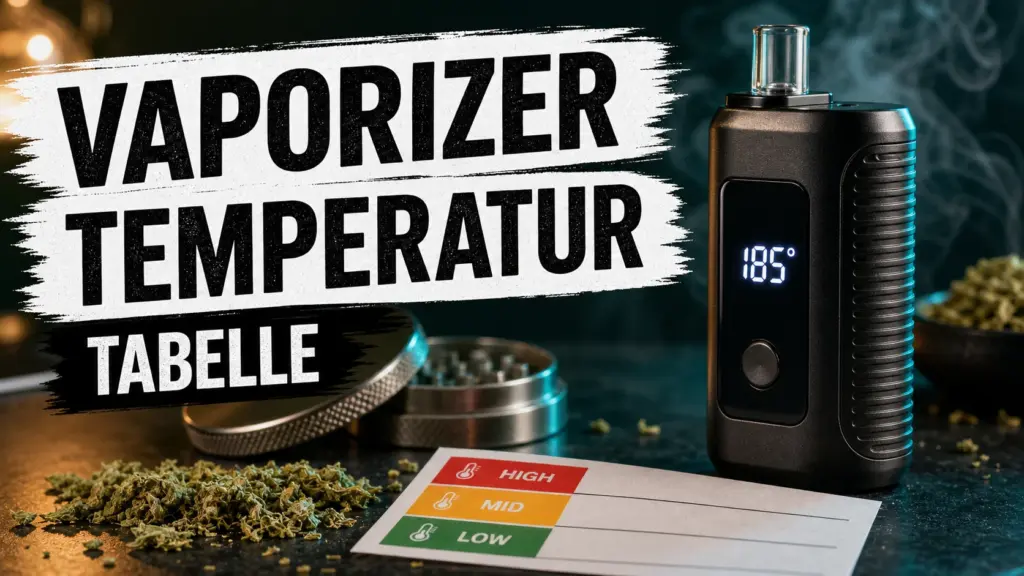 Fotorealistischer Vaporizer mit 185 Grad Anzeige, Kraeutern und Temperaturtabelle