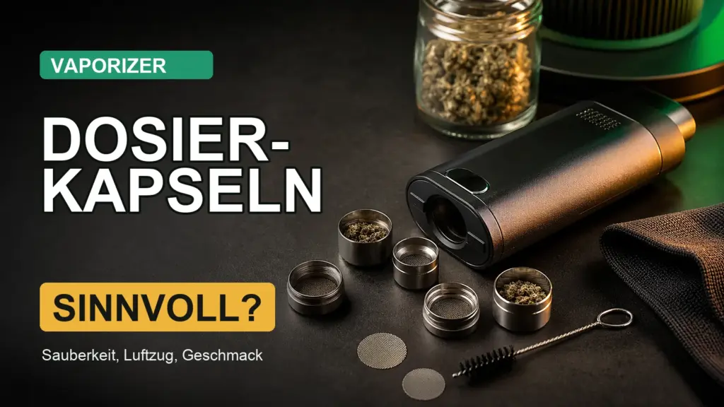 Open-Mind-Thumbnail zu Vaporizer-Dosierkapseln mit Vaporizer, Metallkapseln, Sieben und Reinigungsbürste