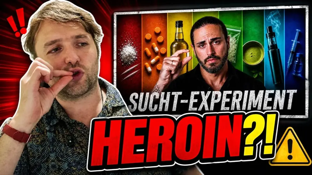 YouTube-Thumbnail zum Open-Mind-Video über Heroin, Suchtexperiment und die Frage, ob einmaliger Drogenkonsum süchtig macht