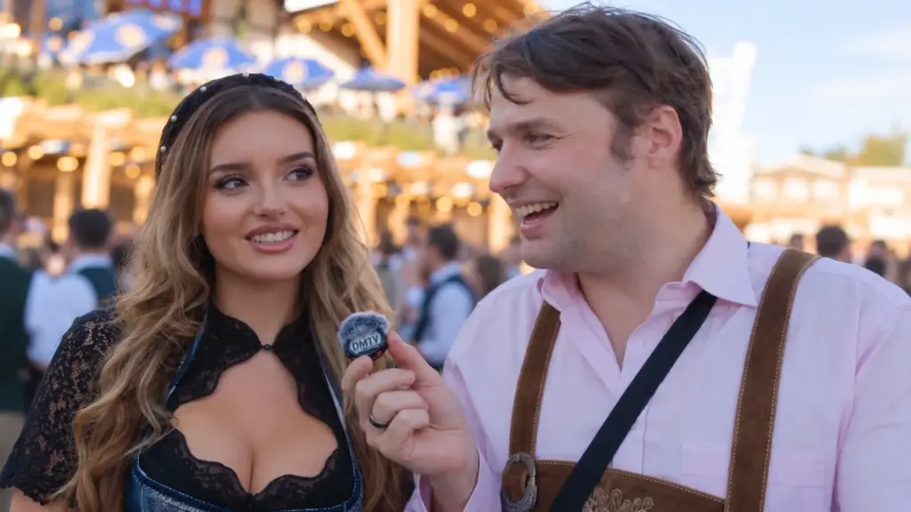 Simon Ruane interviewt eine Besucherin auf dem Oktoberfest über Alkohol und andere Drogen